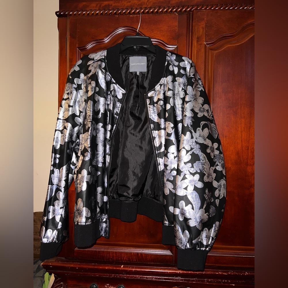 Black and silver bomber jacket